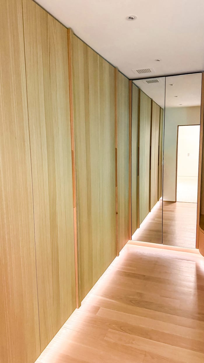 Custom Oak Closet with Integrated Lighting