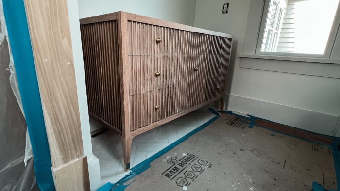 Fluted Oak Vanity