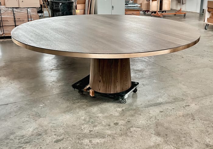 Oak & Brass Dining Table