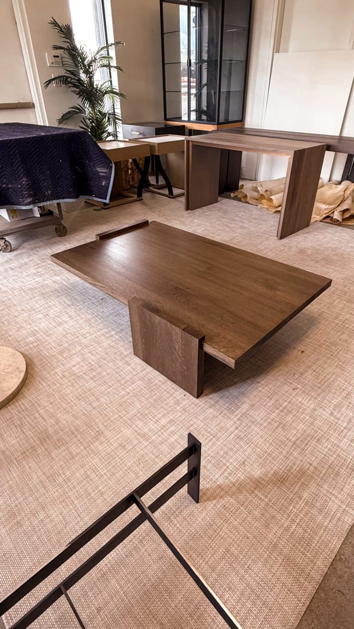 Custom Walnut Coffee Table with asymmetrical legs