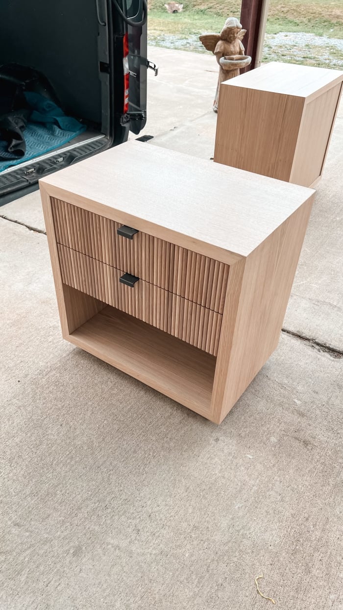 Reeded Oak Side Tables