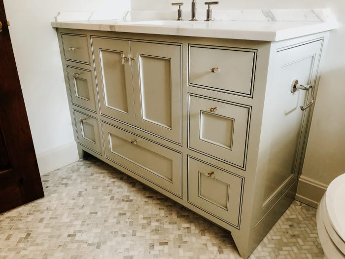 Walnut Cabinet with Brass Grille and Marble Top