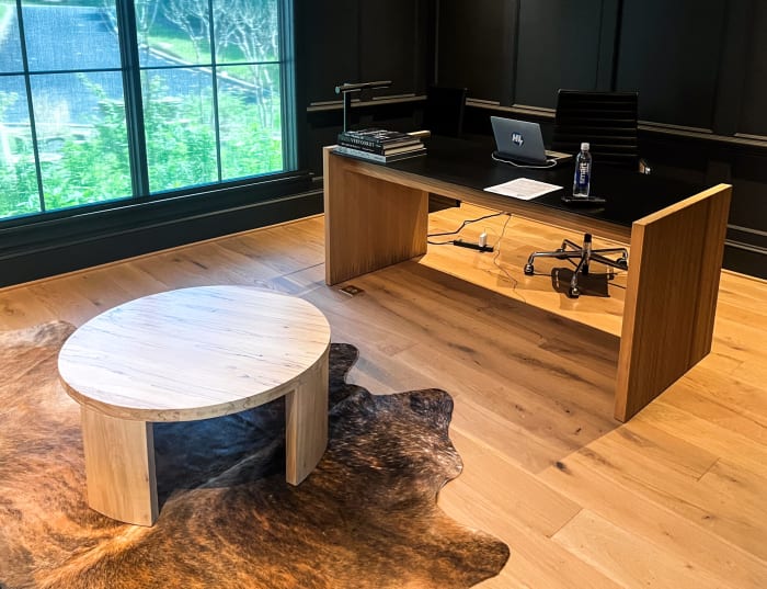 Reeded Desk and Coffee Table in Home Office