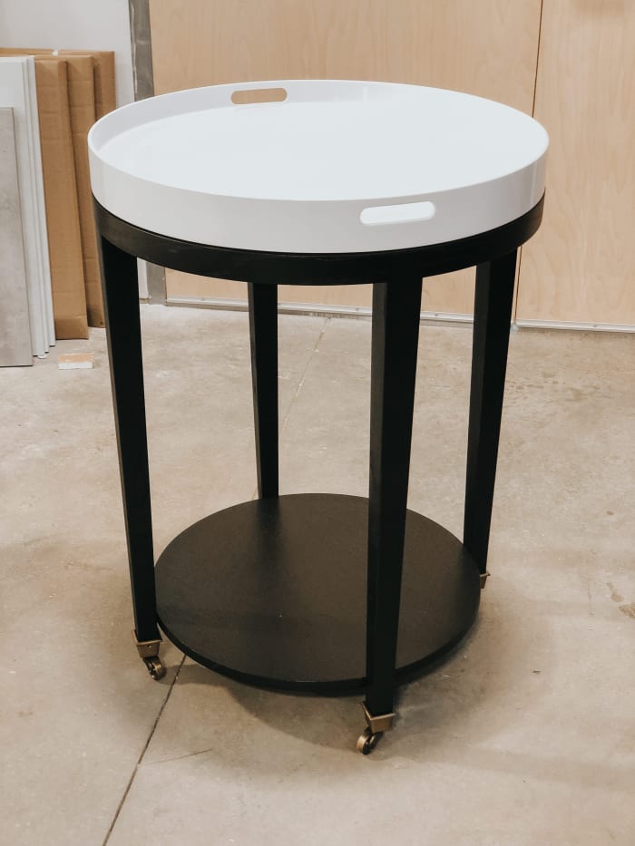 Ebonized Oak Cart with Serving Tray