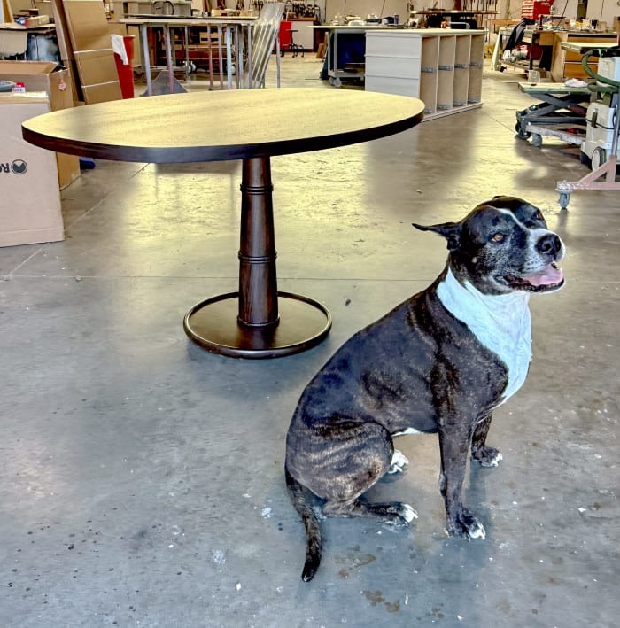 Custom Walnut Round Dining Table with Hand-Turned Pedestal Base