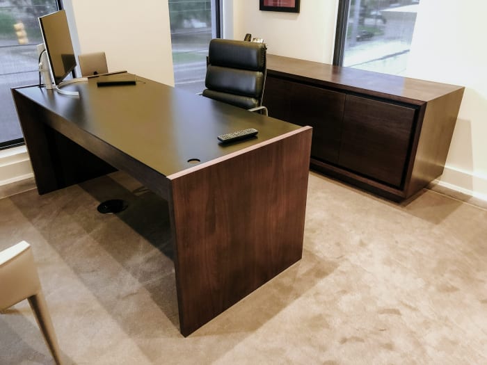 Walnut and Steel Desk for Executive Office