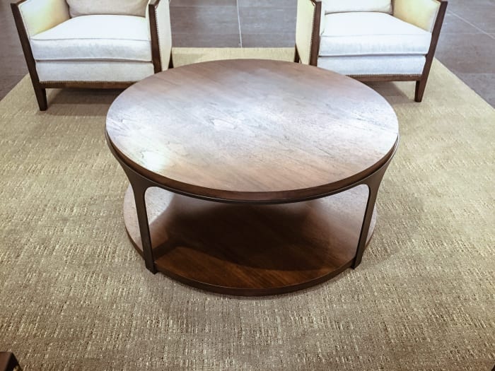 Circular Walnut 2 Level Coffee Table
