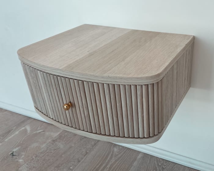 Floating Reeded White Oak Nightstands