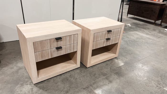 Reeded White Oak Bedside Tables