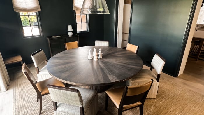 Extra Large Radiate Table with Brass Edge and Reeded Base