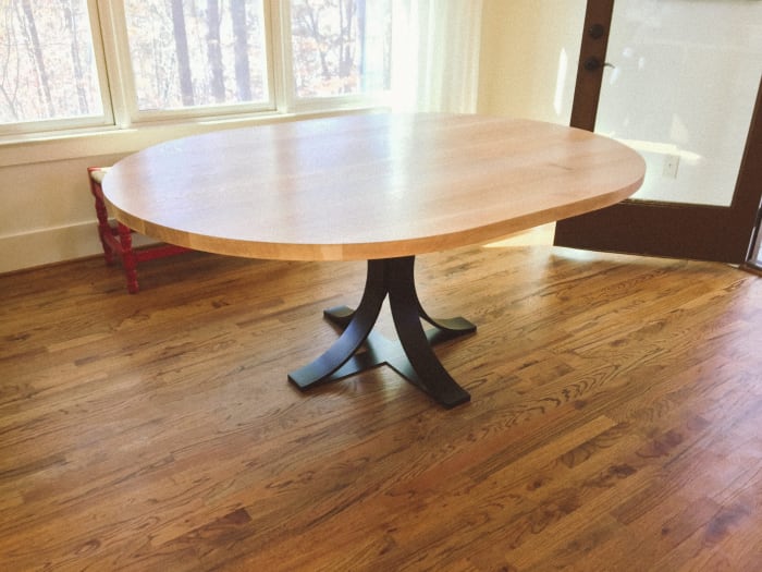 Oval Kitchen Table with Metal Base