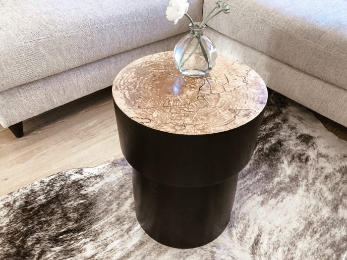 Wood Topped Circular Side Table