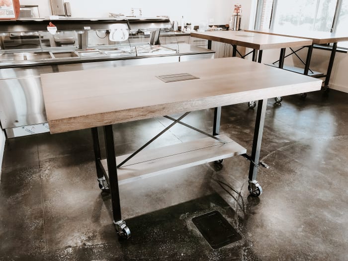 White Oak Kitchen Island with Wheels