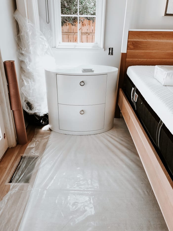 Glossy White Rounded Bedside Table