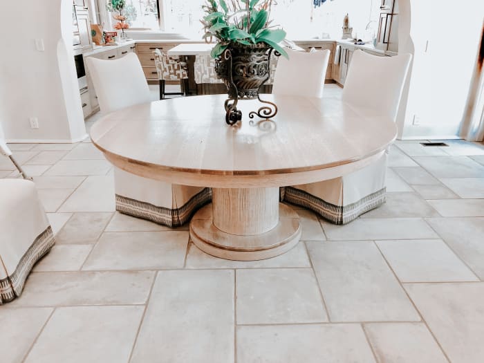 White Oak Kitchen Table with Brass