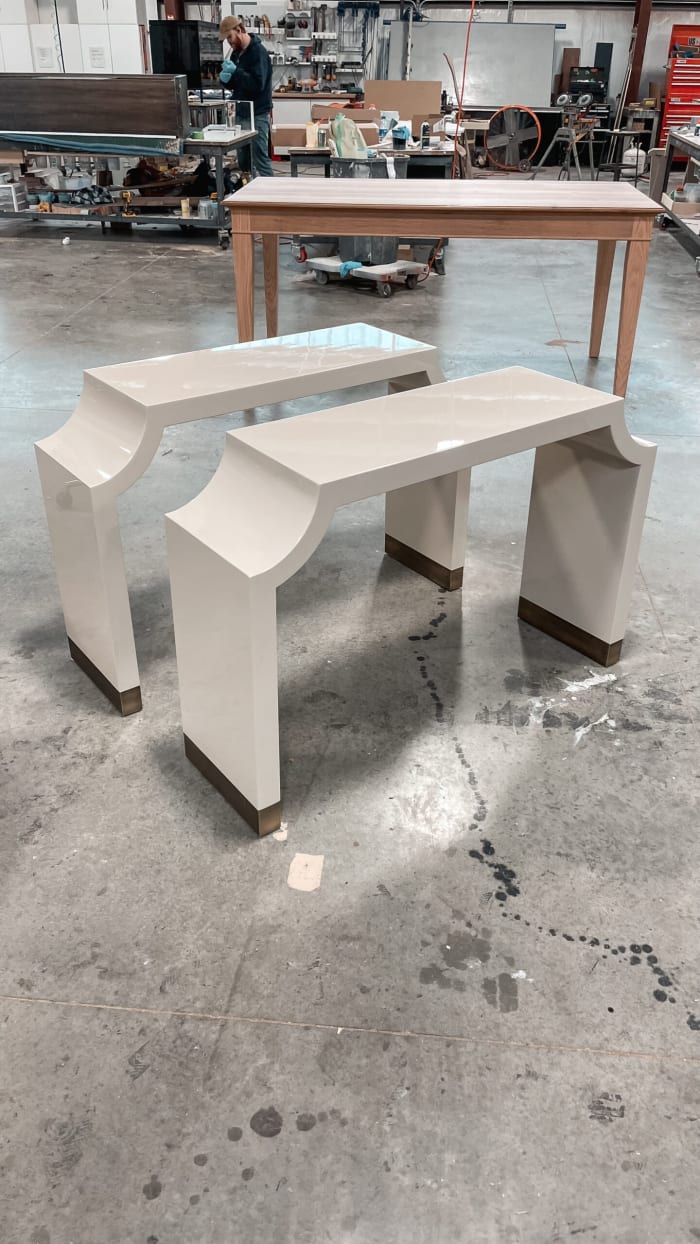 Brass and White Entry Tables