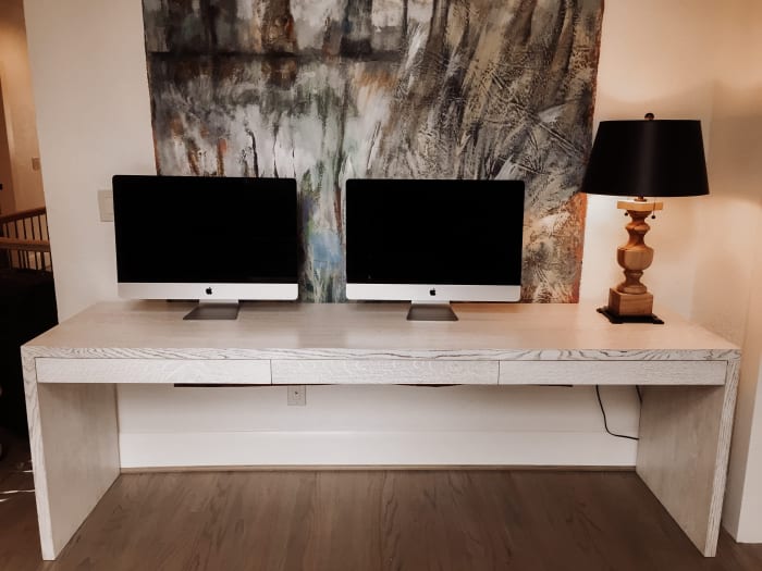 Dovetailed, cerused white oak desk