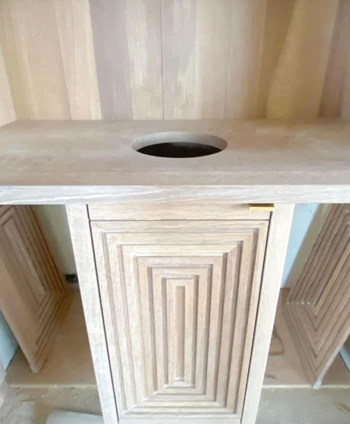 Built-In Shelving Unit with Hidden Recycling
