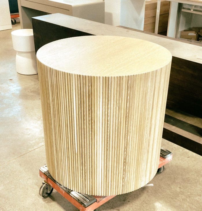 Reeded Oak Drum Table