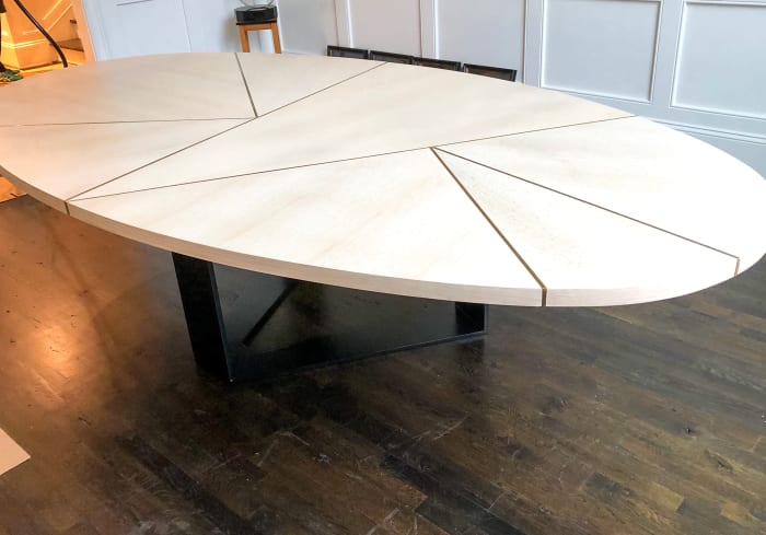 Oak and Brass Dining Table
