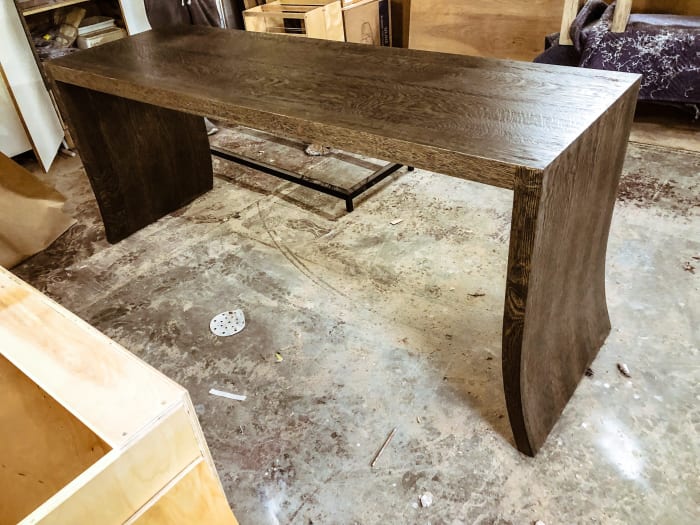 Walnut Curved Side Table