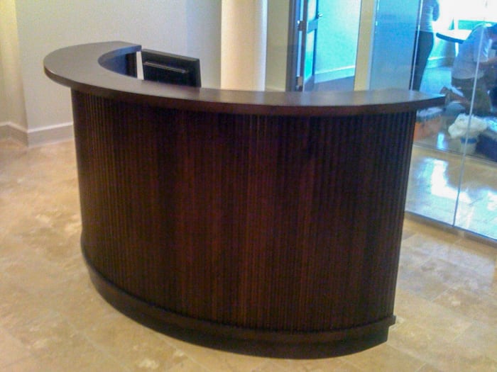 Semi-Circle Fluted Office Desk in Walnut