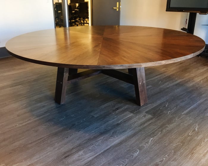 Round Walnut Table with Slices