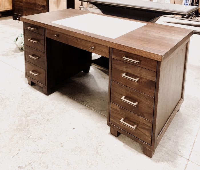 Walnut & Leather Office Desk