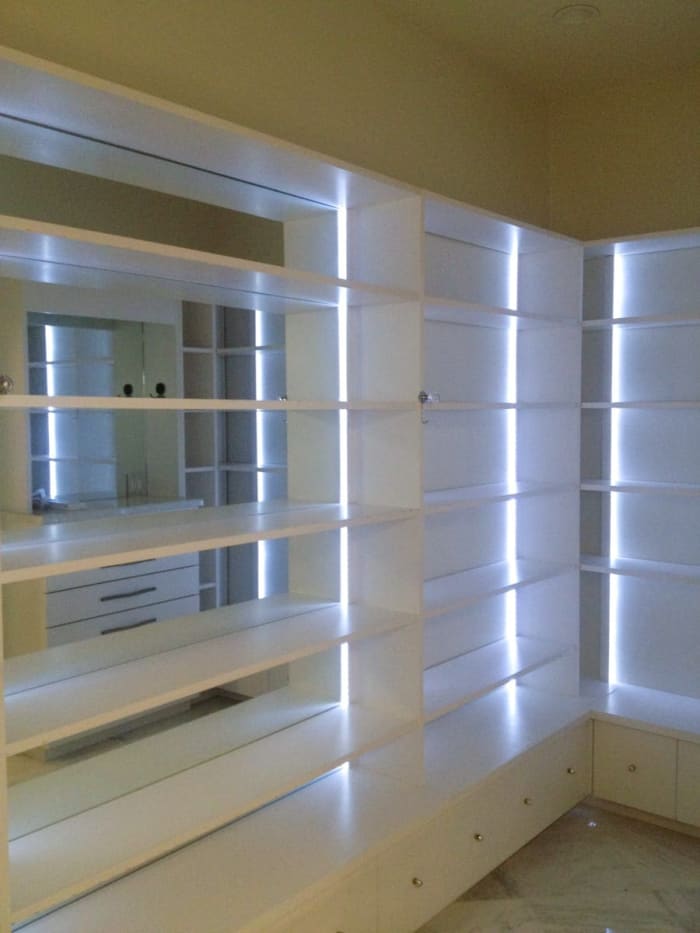 White Closet Shelving With Lights