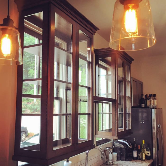 Walnut Cabinets With Glass Doors