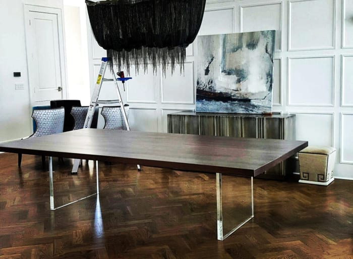 Walnut Table With Metal Legs