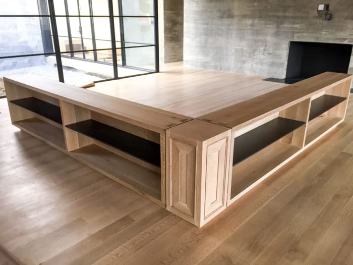 White Oak L-Shaped Shelving Unit
