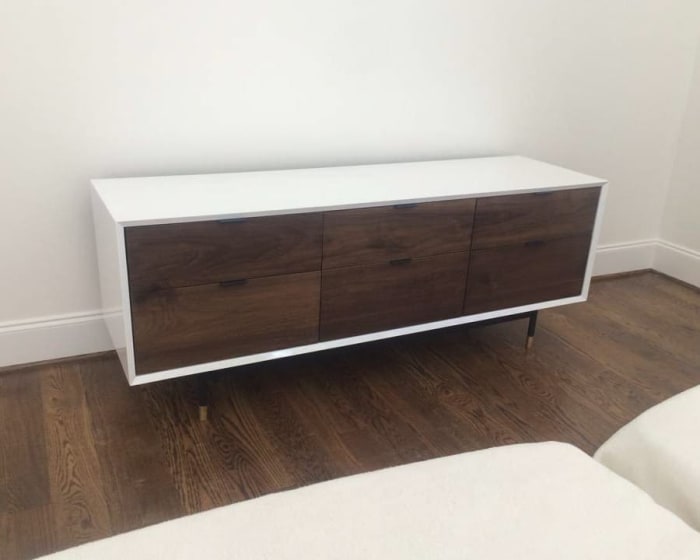 White and Walnut TV Stand
