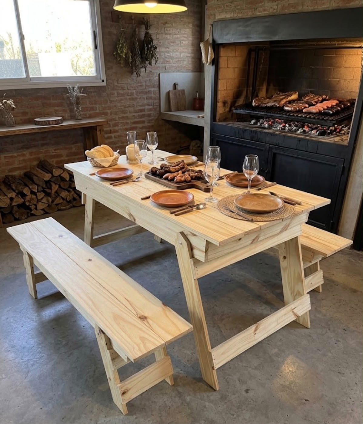 MESA DE QUINCHO Y BANCOS 2