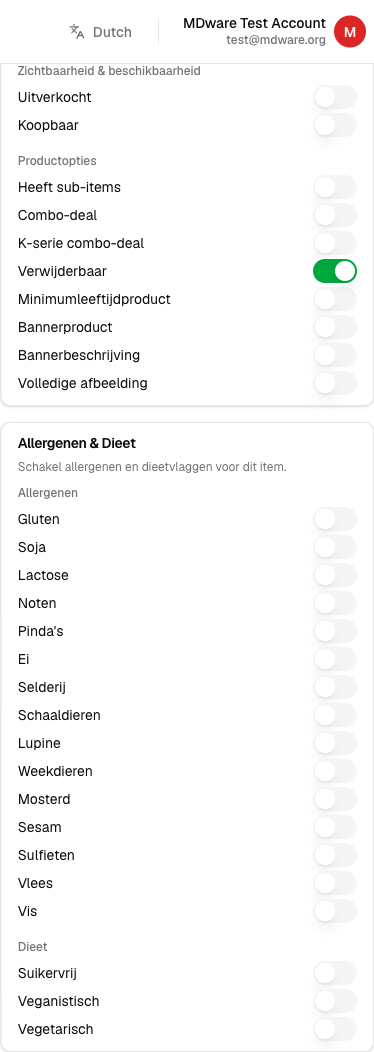 De schakelaars Combo-deal en K-serie combo-deal in het blok Opties