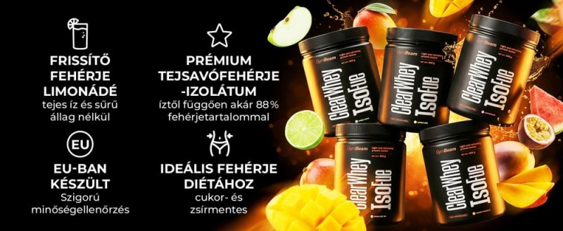 GymBeam Clear Whey IsoFue átlátszó fehérjeital