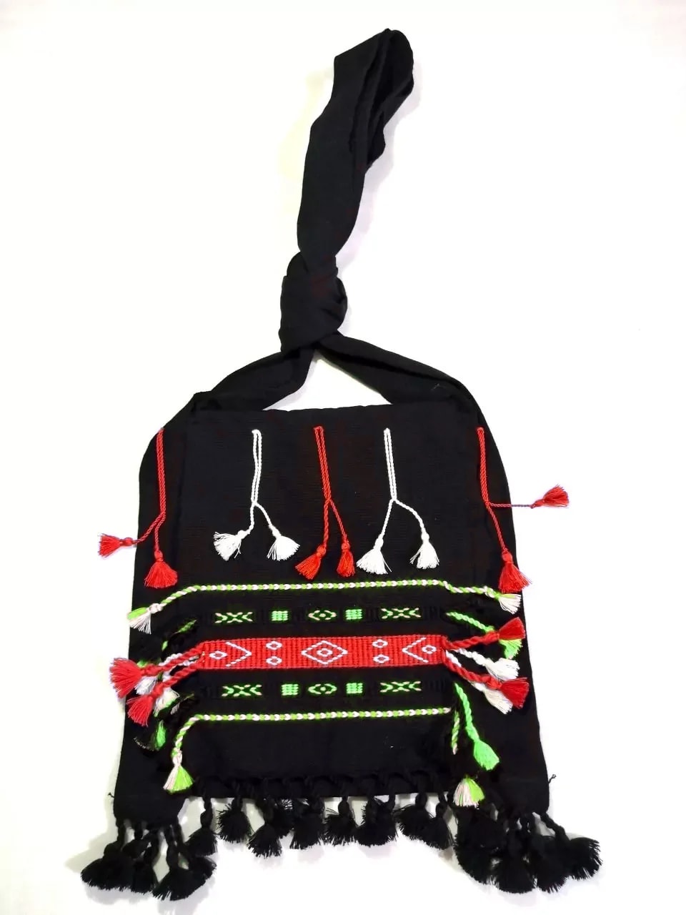 Jarong in Red, black & multicolour, handwoven Karbi jarong