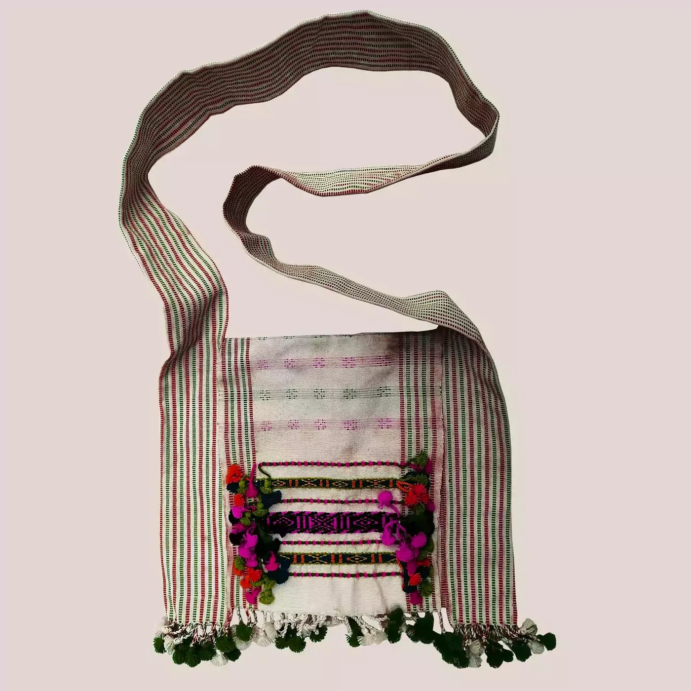 Jarong in Red & white, No. 3, handwoven Karbi jarong