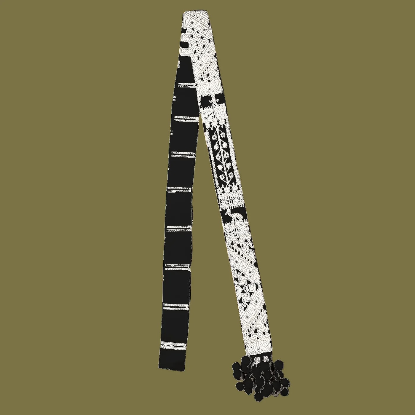Chepan in Black & white, handwoven Karbi chepan