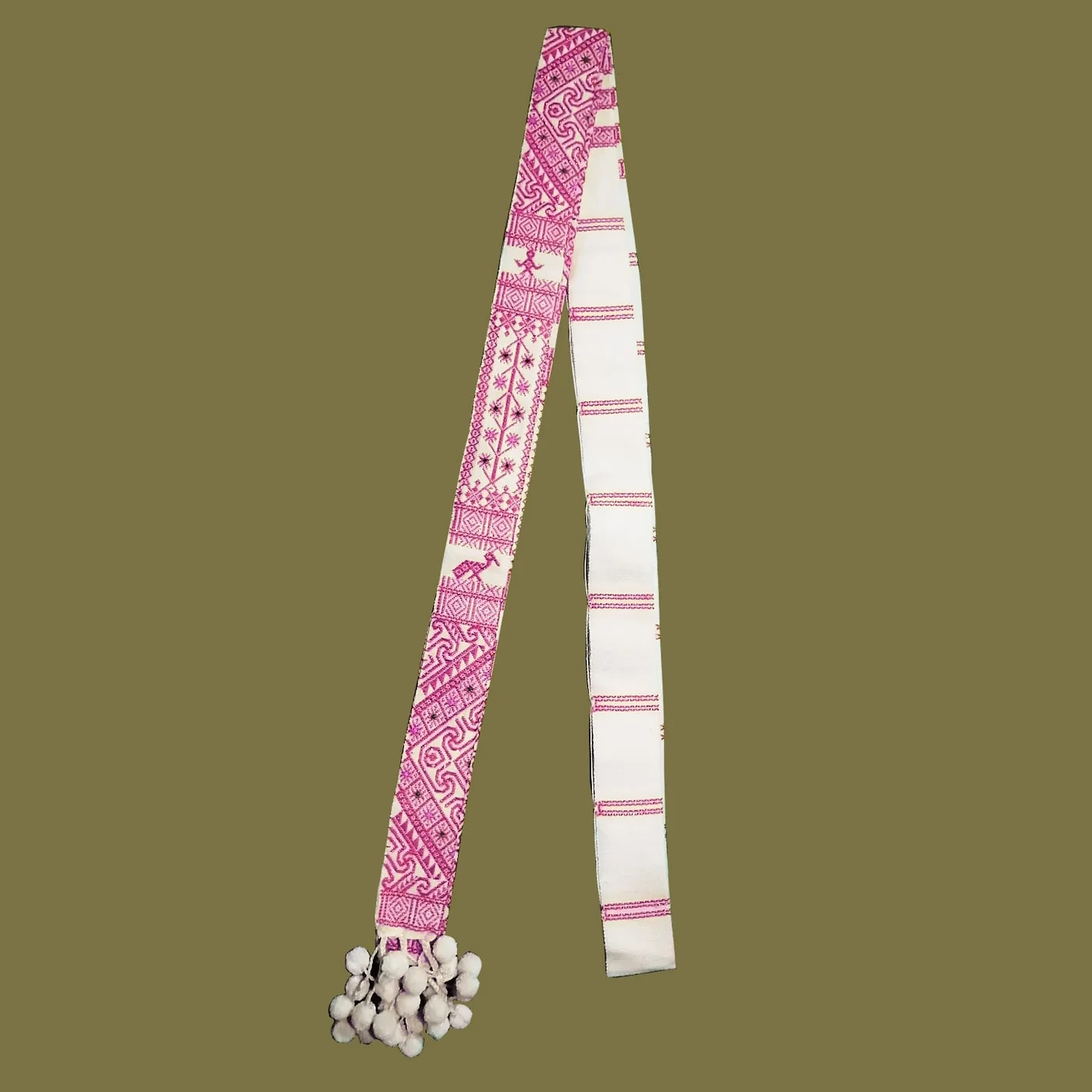 Vamkok in Green & pink, handwoven Karbi vamkok