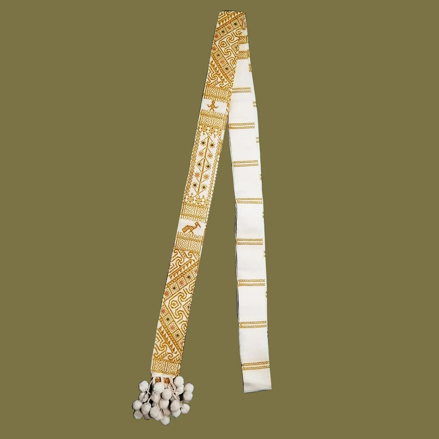 Vamkok in White & golden, handwoven Karbi vamkok