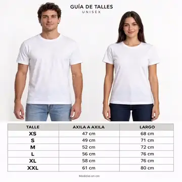 Guía de talles Dos Caras - remeras unisex