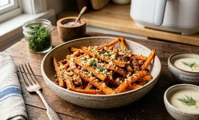 Air fryer garlic and parmesan carrot fries