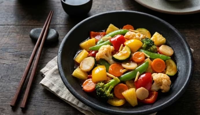 Stir fried sweet and sour vegetables