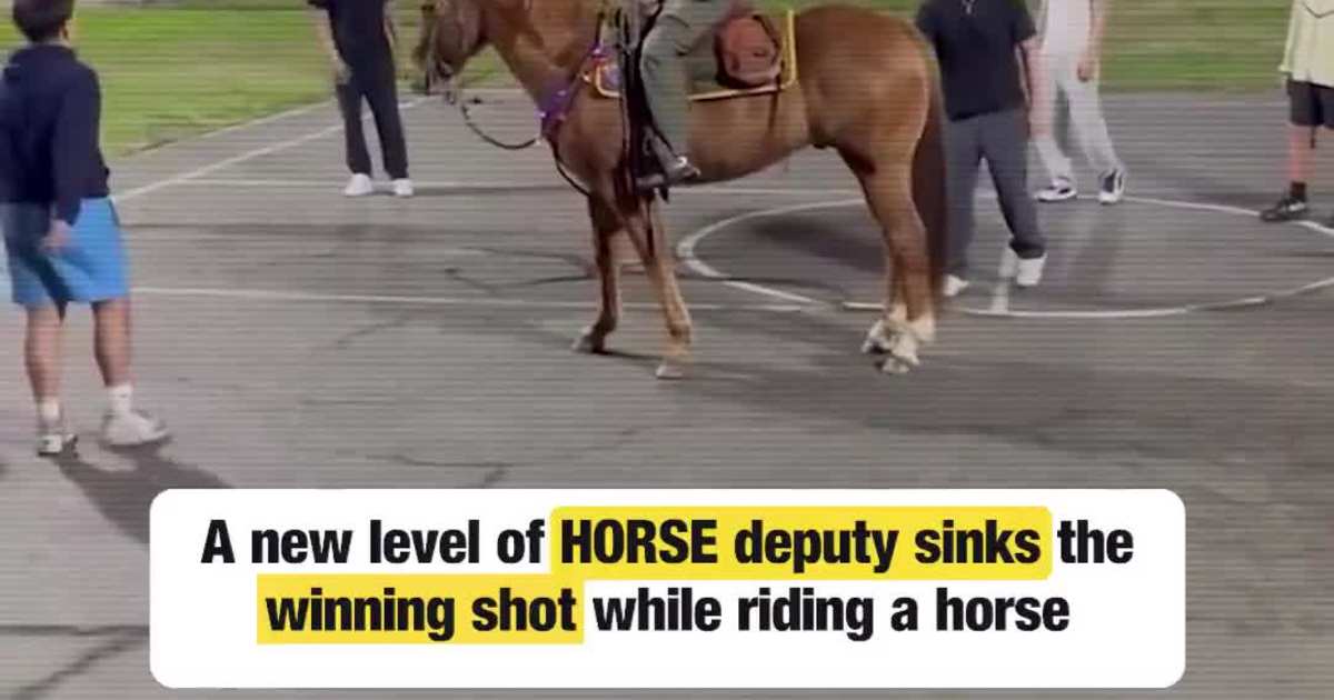 A new level of HORSE deputy sinks the winning shot while riding a horse