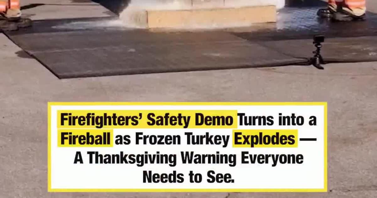 Firefighters’ Safety Demo Turns into a Fireball as Frozen Turkey Explodes — A Thanksgiving Warning Everyone Needs to See.