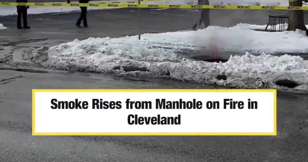 Smoke Rises from Manhole on Fire in Cleveland