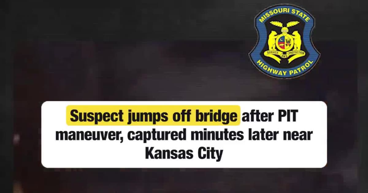 Suspect jumps off bridge after PIT maneuver, captured minutes later near Kansas City