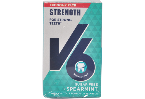 V6 Strong Teeth Spearmint Fluor Tyggegummi Økonomipakke