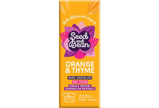 Seed & Bean Mørk Sjokolade 58%  Søt Appelsin & Timian Ø